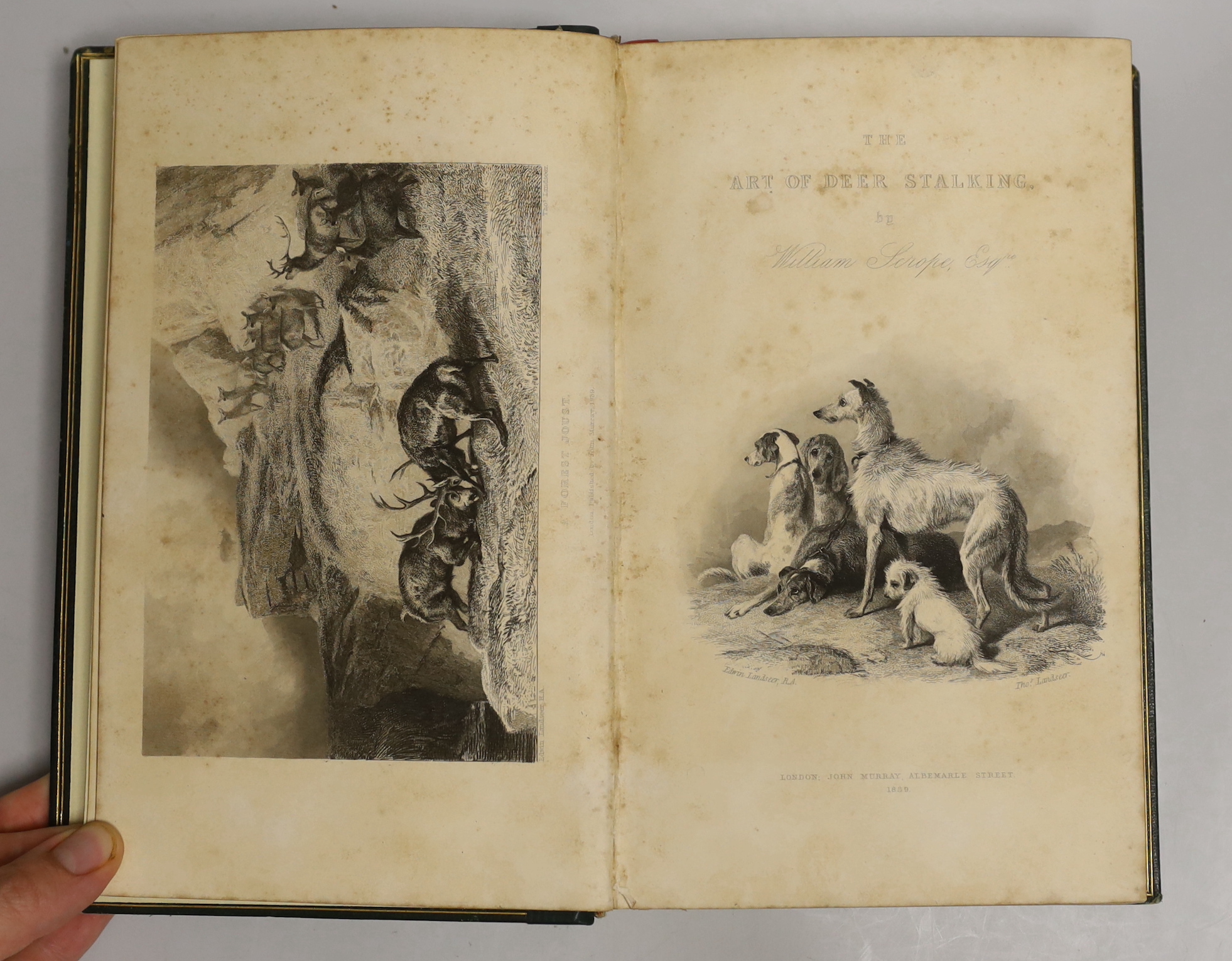 Scrope, William - The Art of Deer - Stalking.....in the Forest of Atholl....with a short description of the Scottish forests; legends, superstitions, stories of poachers.....new edition. engraved pictorial and printed ti
